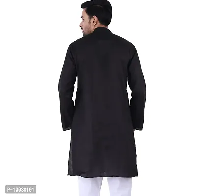 HUZUR Mens Cotton Kurta (42, Black)-thumb2