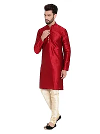 Huzur Mens Silk 6 Loop Kurta Pajama (44, 6LKP_MAROON_GOLD)-thumb4