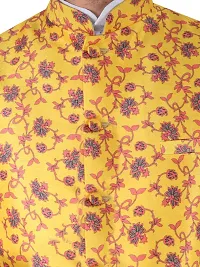 HUZUR Sadree Print Nehru Jacket For Men's (XX-large, YELLOW PRINT)-thumb4