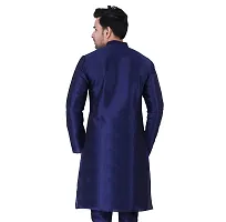 HUZUR Mens Silk Kurta (Medium, Navy Blue)-thumb1