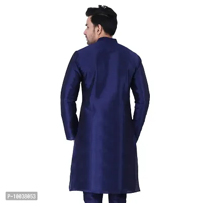 HUZUR Mens Silk Kurta (Medium, Navy Blue)-thumb2