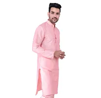 HUZUR Mens Silk Kurta (Small, Pink)-thumb2