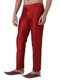 HUZUR Mens Silk Trouser/Pant (42, Maroon)-thumb2