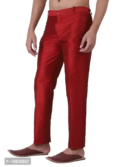 HUZUR Mens Silk Trouser/Pant (42, Maroon)-thumb3