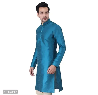 HUZUR Mens Silk Kurta (XX-Large, RAMA)-thumb4