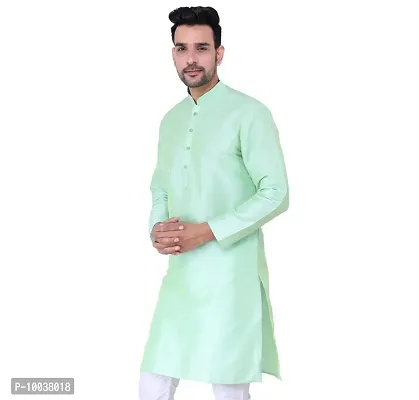 HUZUR Mens Silk Kurta (X-Large, Green)-thumb4