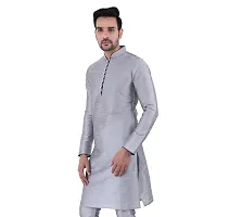 HUZUR Mens Silk Loop Button Kurta Only (XX-Large, Grey)-thumb2