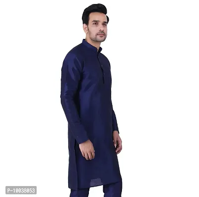 HUZUR Mens Silk Kurta (Medium, Navy Blue)-thumb4