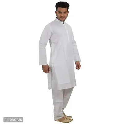 HUZUR Men's Cotton Solid Straight Kurta Pyjama Set| Ethnic Wear|Traditional Wedding Wear - D-51115-42-thumb2