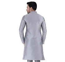 HUZUR Mens Silk Loop Button Kurta Only (XX-Large, Grey)-thumb1