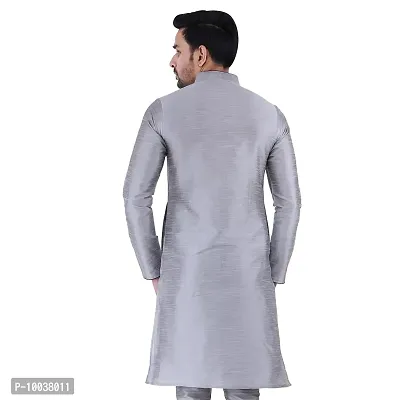 HUZUR Mens Silk Loop Button Kurta Only (XX-Large, Grey)-thumb2