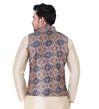 Sadree Print Nehru Jacket For Men's (Large, SQUARE PRINT)-thumb1