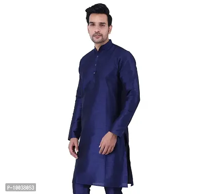 HUZUR Mens Silk Kurta (Medium, Navy Blue)-thumb3