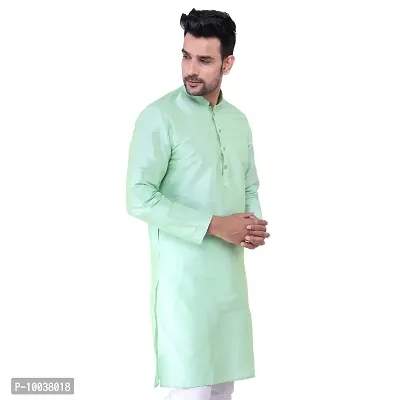 HUZUR Mens Silk Kurta (X-Large, Green)-thumb3