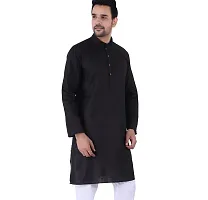 HUZUR Mens Cotton Kurta (42, Black)-thumb2