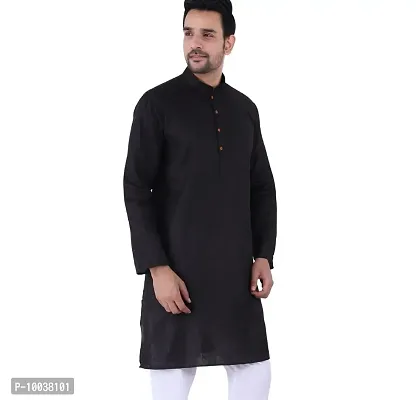 HUZUR Mens Cotton Kurta (42, Black)-thumb3