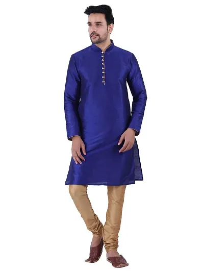 Sadree Men's Traditional Kurta Pajama set (44, blue)