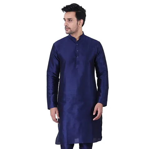 Mens Silk Blend Full Sleeves Chinese Collar Kurta Kurta Pack of 1