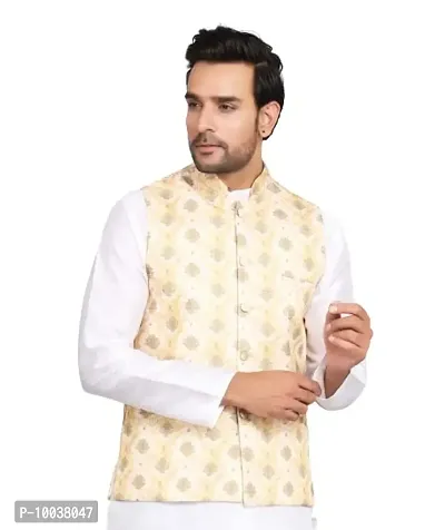 Buy Sadree Print Nehru Jacket For Men s xx large Gold print Online In India At Discounted Prices