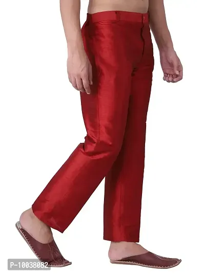 HUZUR Mens Silk Trouser/Pant (42, Maroon)-thumb4