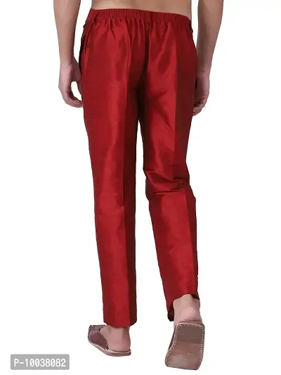 HUZUR Mens Silk Trouser/Pant (42, Maroon)-thumb2