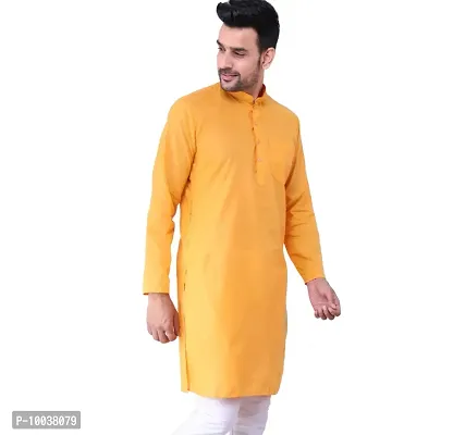 HUZUR Mens Cotton Kurta (36, Orange)-thumb3