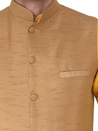 HUZUR Men's Silk Kurta Pyjama/pajama With Coffee Dupion/Silk Nehru Jacket Set-thumb4