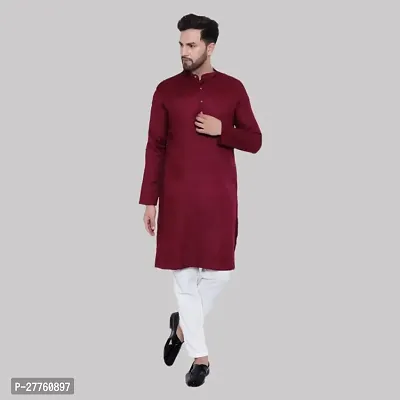 Stylish Festive Wear Cotton Blend Solid Kurta Pajama Set For Men-thumb0