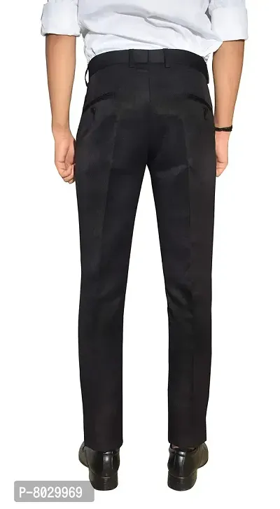Black Polyester Formal Trousers For Men-thumb4