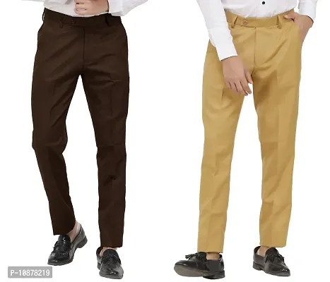 Buy Peter England Men Brown Solid Formal Trousers - Trousers for Men  1888214 | Myntra