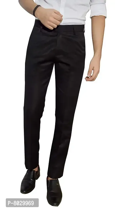 Black Polyester Formal Trousers For Men-thumb0