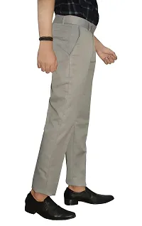Grey Polyester Formal Trousers For Men-thumb1