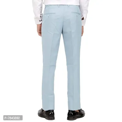 Blue Poly Viscose Blended Formal Trousers For Men-thumb4
