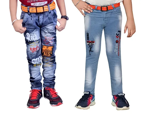 Stylish Blue Denim Regular Fit Jeans Combo Baby Boys Pack Of 2