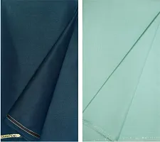 Men Morpich Blue Color Trouser Fabric and Self Design Pattern Plain Light Pista Green Color Shirt Fabric-thumb1