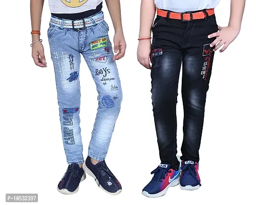 Stylish Black Denim Regular Fit Jeans Combo Baby Boys Pack Of 2-thumb0