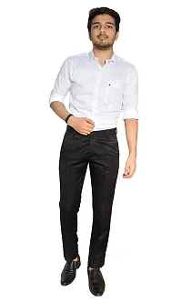 Black Polyester Formal Trousers For Men-thumb2