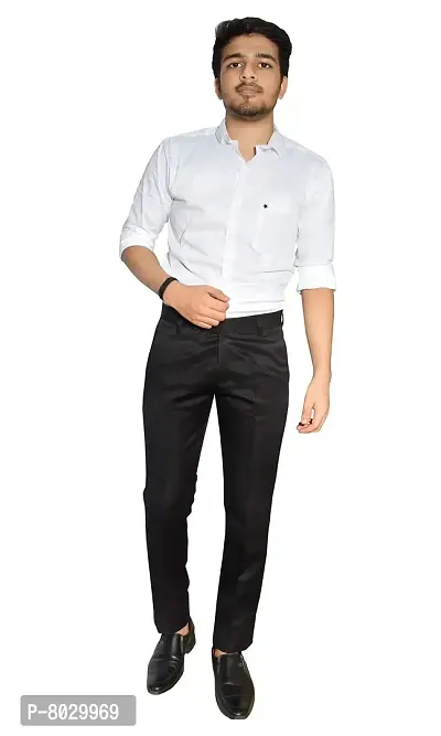 Black Polyester Formal Trousers For Men-thumb3