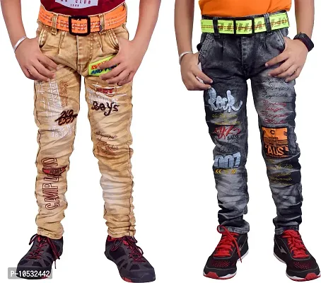 Stylish Multicoloured Denim Regular Fit Jeans Combo Baby Boys Pack Of 2-thumb0