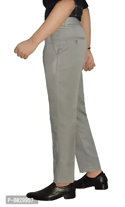 Grey Polyester Formal Trousers For Men-thumb5