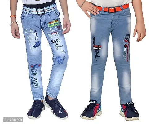 Stylish Blue Denim Regular Fit Jeans Combo Baby Boys Pack Of 2-thumb0
