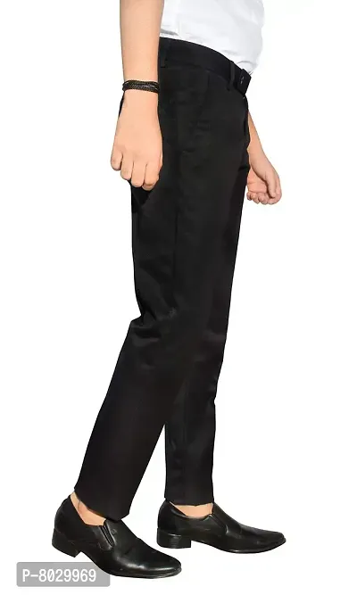 Black Polyester Formal Trousers For Men-thumb2
