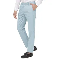Blue Poly Viscose Blended Formal Trousers For Men-thumb4
