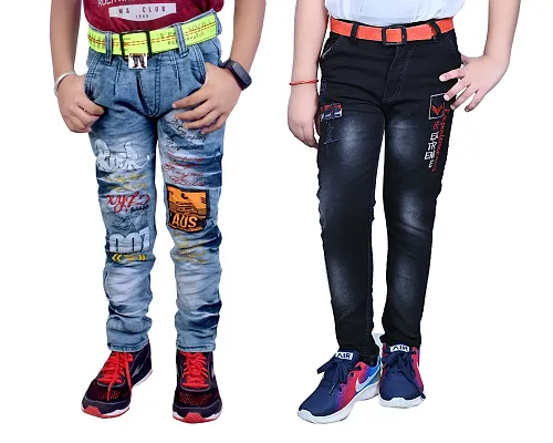 Stylish Black Denim Regular Fit Jeans Combo Baby Boys Pack Of 2