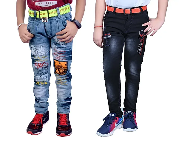 Stylish Denim Regular Fit Jeans for Boys Pack of 2