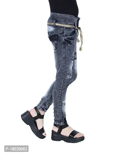 Elegant Black Denim Embellished Jeans For Girls-thumb4