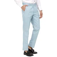 Blue Poly Viscose Blended Formal Trousers For Men-thumb1