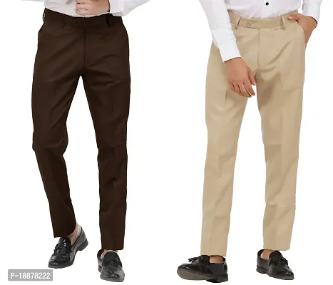 Buy online Men Beige Viscose Flat Front Formal Trouser from Bottom Wear for  Men by Tahvo for ₹1699 at 43% off | 2024 Limeroad.com
