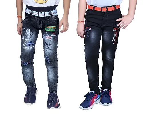 Stylish Black Denim Regular Fit Jeans Combo Baby Boys Pack Of 2