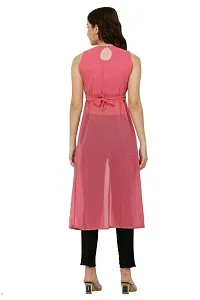 Temecula Round Neck Regular Solid Straight Sleeveless Georgette Stitched Long Kurti-thumb1